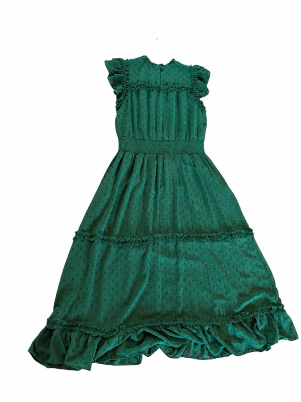 CeCe Clip Dot Green Midi Flutter Dress Large - Picture 3 of 7